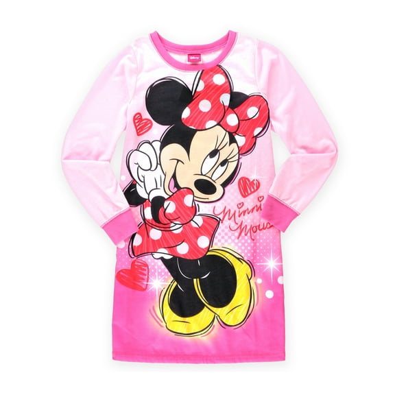 Disney Girls Minnie Mouse Pajama Sleep T-shirt, Pink, 8