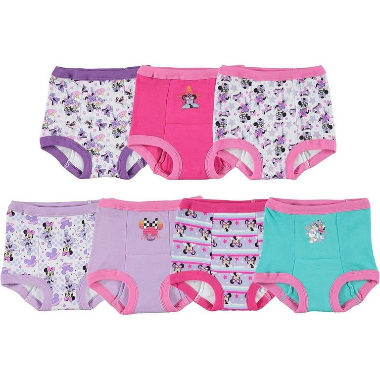 Disney Girls Minnie Mouse Potty Training Pants and Starter Kit with Stickers Tracking Chart in Sizes 18m 2t 3t 4t 2T 7 pack Training Pant