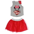 thumbnail image 1 of Disney Girls Minnie Mouse Sequin Love Shoulder Bow Kid Tank Top and Skirt, 1 of 4