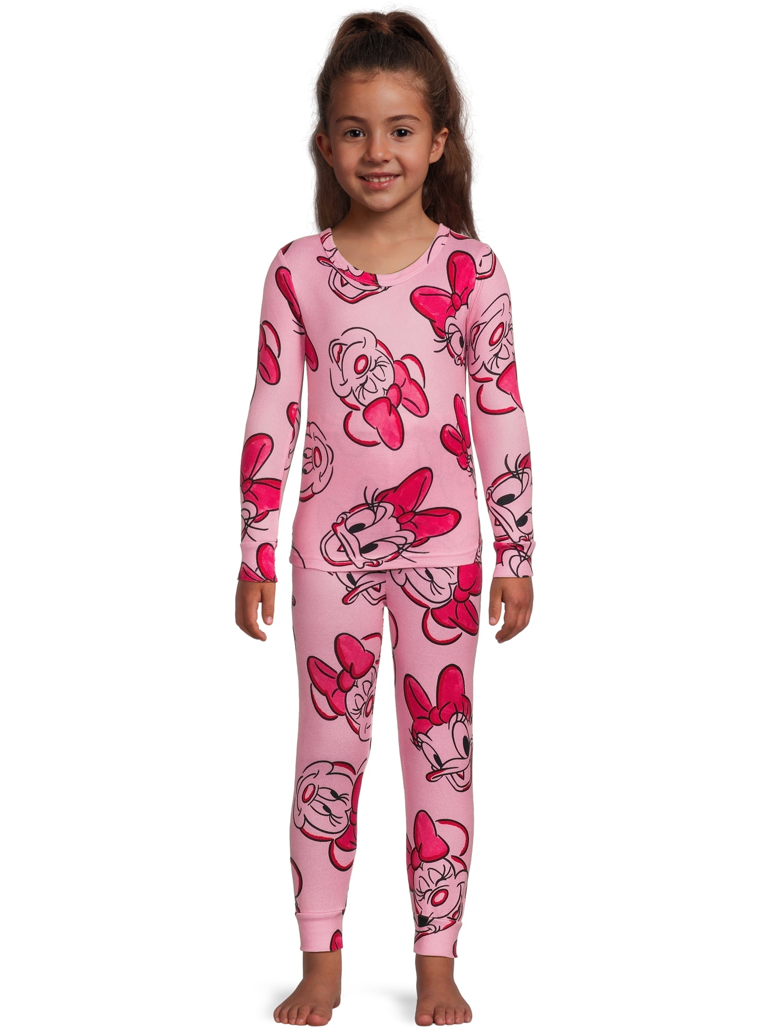 Disney Girls Minnie and Daisy Print Long Sleeve Top and Pants Pajama ...