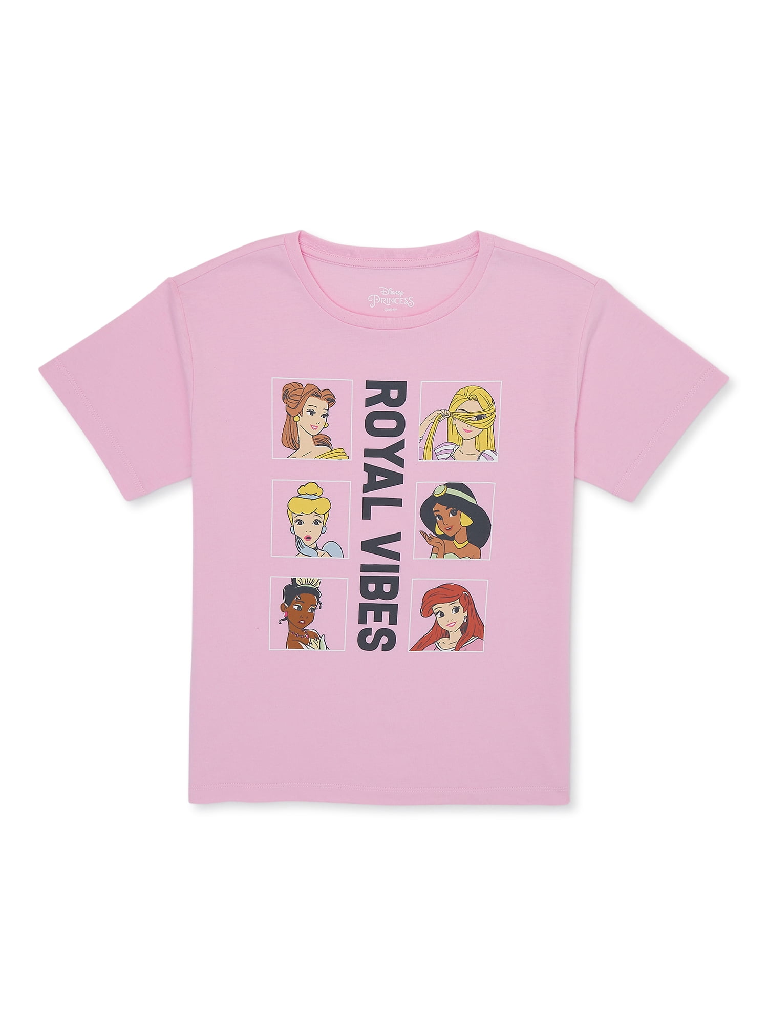 Disney Girls Princess Royal Vibes Graphic Tee with Short Sleeves Crew Neck Casual T-Shirt, Size XS-XL