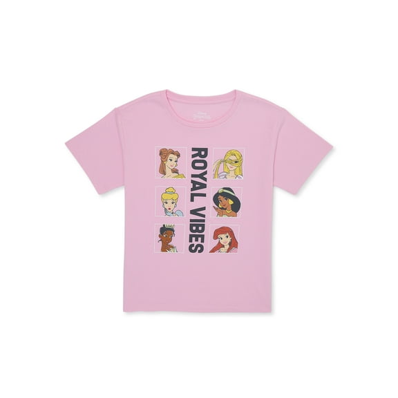 Disney Girls Princess Royal Vibes Graphic Tee with Short Sleeves Crew Neck Casual T-Shirt, Size XS-XL
