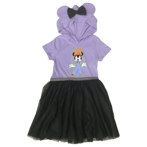 Disney Girls Purple & Black Minnie Mouse Tulle Halloween Dress X-Small (4-5)