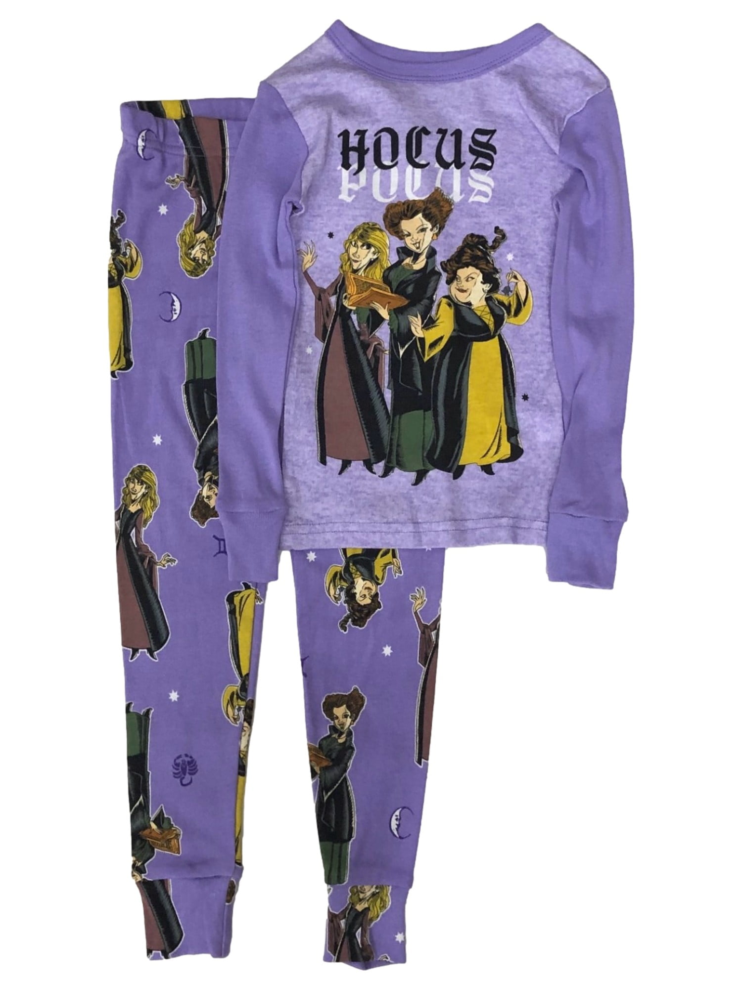 Disney Girls Purple Hocus Pocus Witch Halloween Sleep Set Pajamas 6