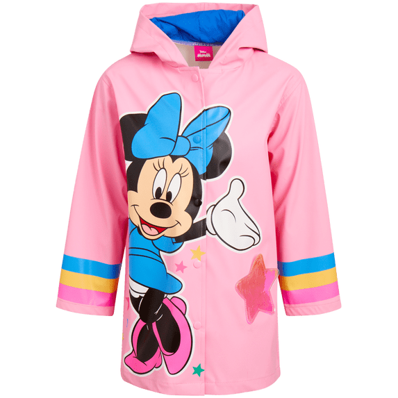 Disney Girls' Rain Jacket - Slicker Shell Raincoat: Minnie Mouse, Frozen Elsa, Anna (2T-7)
