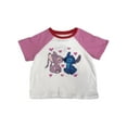 thumbnail image 1 of Disney Girls Short Pink Heart Lilo & Stitch Valentines T-Shirt Tee Shirt S (6-7), 1 of 2