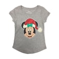 thumbnail image 1 of Disney Girls Short Sleeve Gray Minnie Mouse Santa Hat Christmas T-Shirt Large, 1 of 1