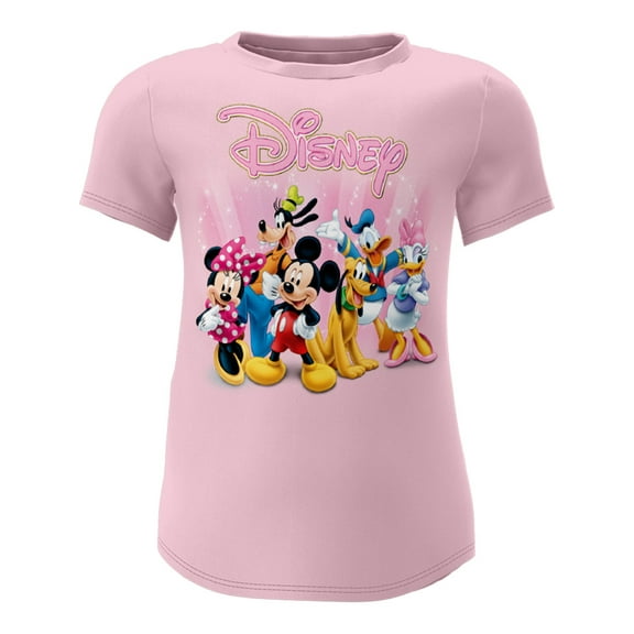 Disney Mickey & Friends Youth Pink Fashion Tee, XS-L (Girl's)