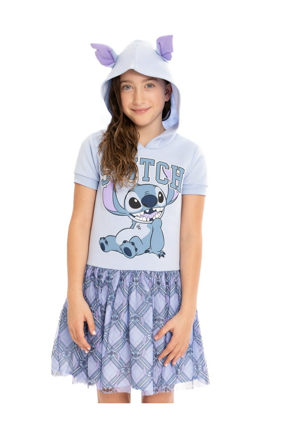 Disney Girls Stitch Hooded Cosplay Dress with Tulle Skirt, Sizes 4-16