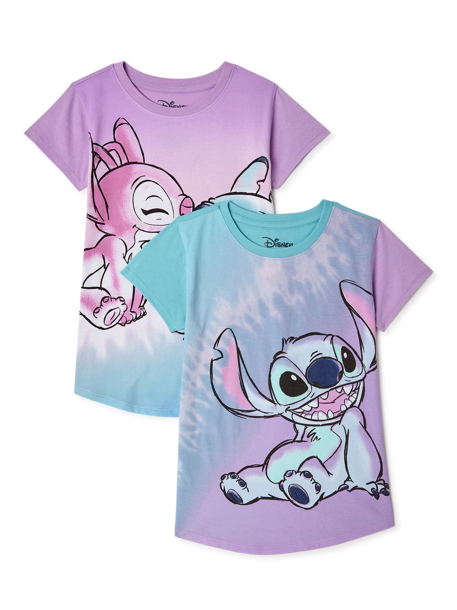 Disney Girls' Stitch T-Shirt, 2-Pack, Sizes 4-16