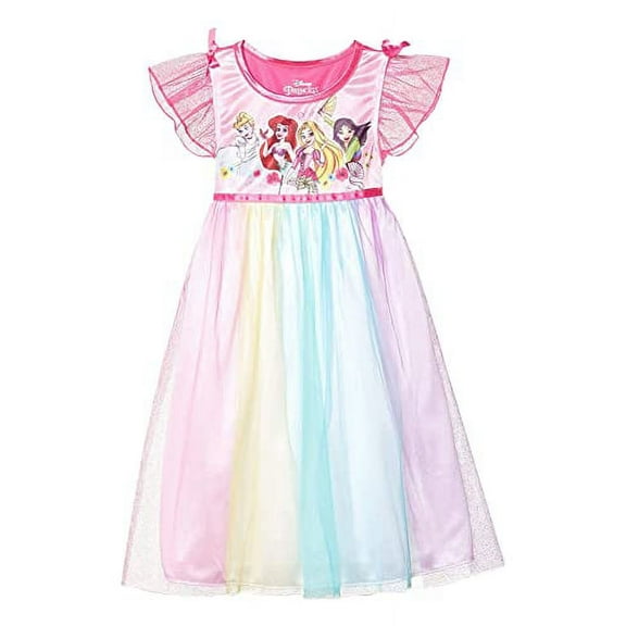 Disney Girls' Toddler Princess Fantasy Gown, Multi-Rainbow, 3T