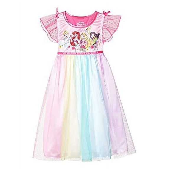 Disney Girls' Toddler Princess Fantasy Gown, Multi-Rainbow, 3T