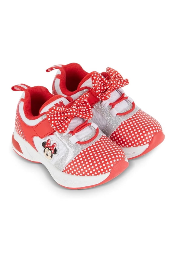Girls Toddler Shoes, Casual Dotted Velcro with Lace Minnie Mouse Sneakers for Kids Red - 9