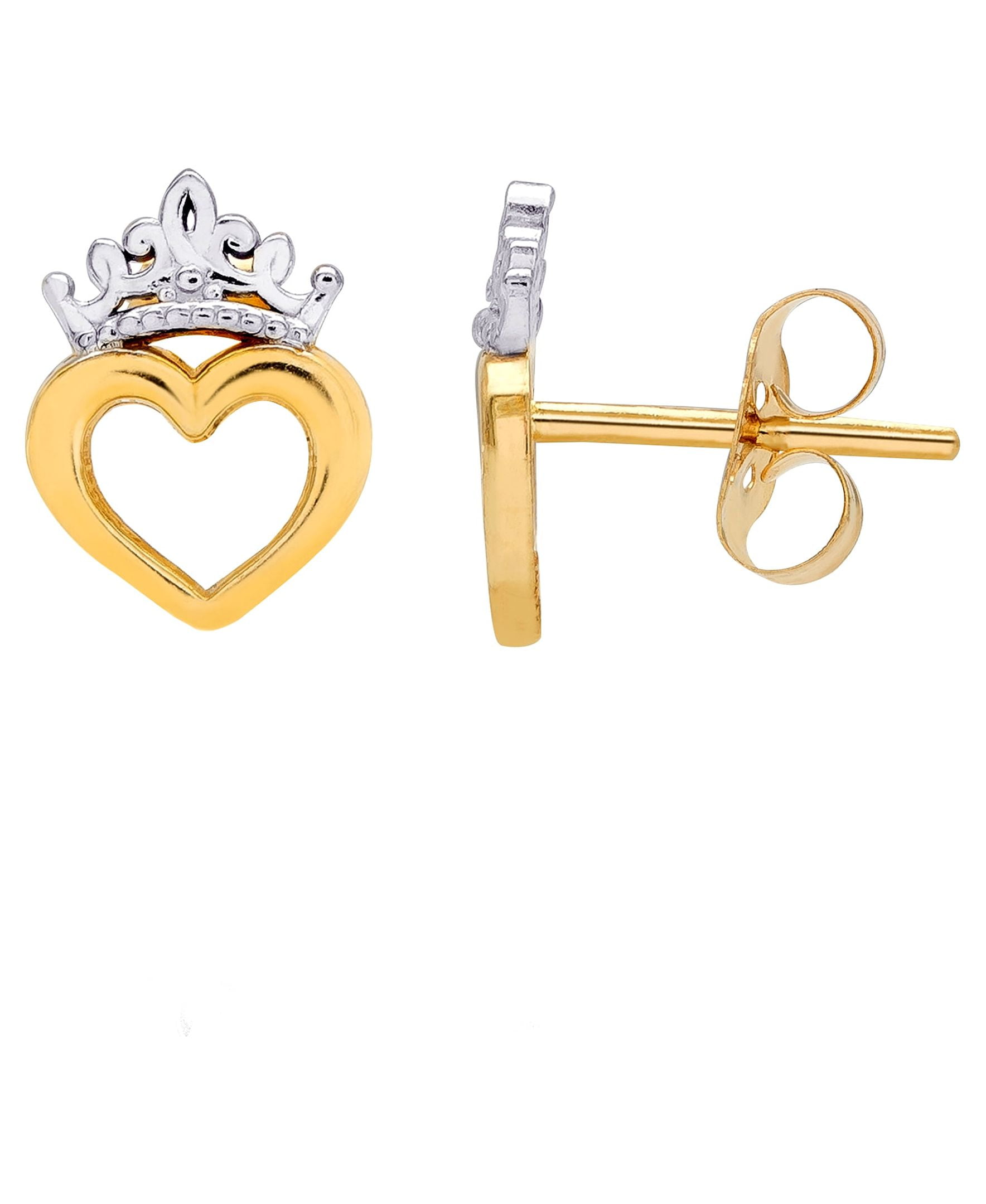Disney Girls/Tween 10KT Yellow Gold Heart Crown Earrings