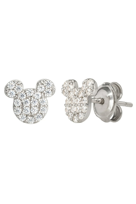 Girls/Tween CZ Sterling Silver Mickey Mouse Stud Earrings