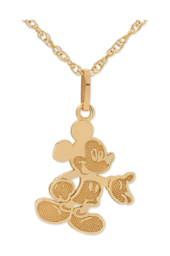 Disney Girls/Tween Mickey Mouse Ladies 10K Gold Pendant Necklace with Gold-Filled Chain