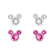 Disney Girls/Tween Sterling Silver Crystal Mickey Mouse Earring Set