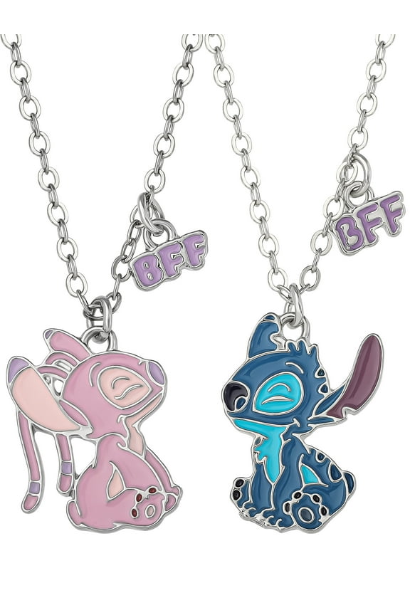 Girls/Tween Stitch and Angel BF Necklace Set, 16" + 3" Extender