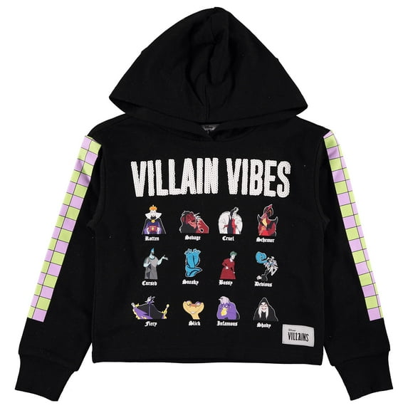 Disney Girls Villains Hoodie - Embrace the Dark Magic in Style! Sizes 4-16 Cropped Hoodie 7/8