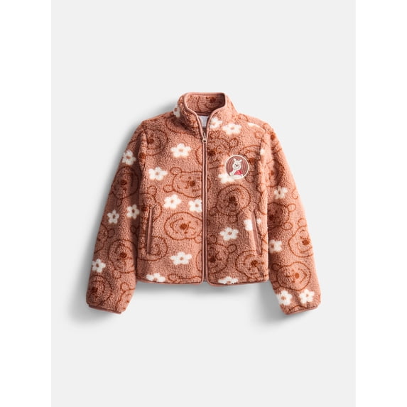 Disney Girls Winnie The Pooh Allover Print Fleece Zip Up Jacket, Size 4-16
