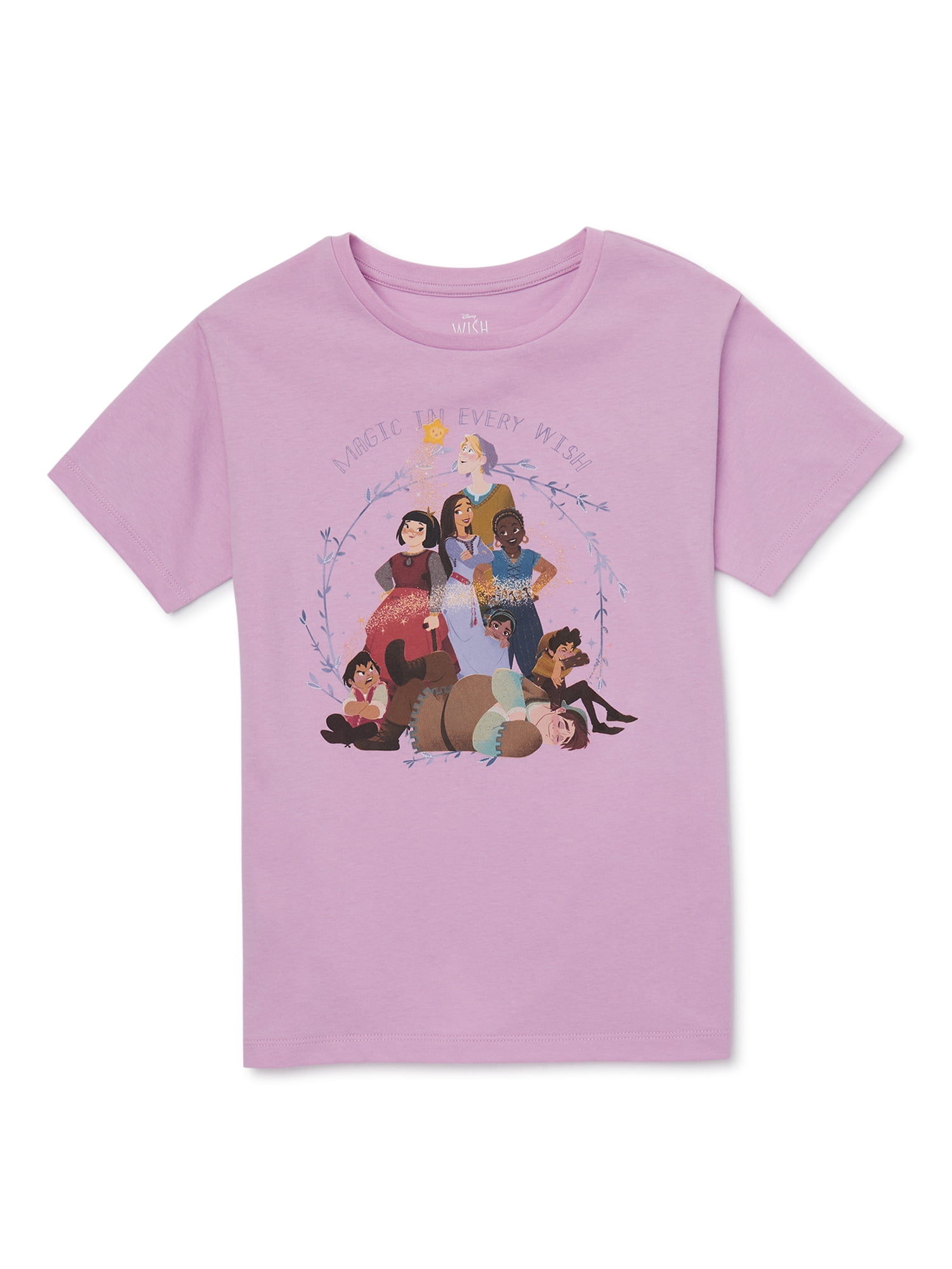 Disney Girls Wish, Asha and Friends, Crew Neck, Short Sleeve