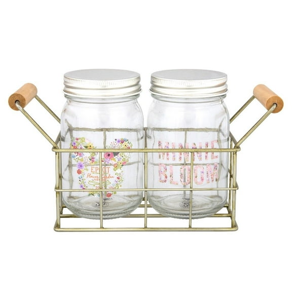 Disney Glass Garden Jar Set Epcot Flower & Garden 2018 New with Box