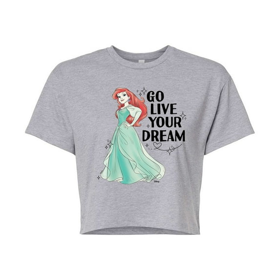 Disney - Go Live Your Dream Ariel - Juniors Cropped Cotton Blend T-Shirt