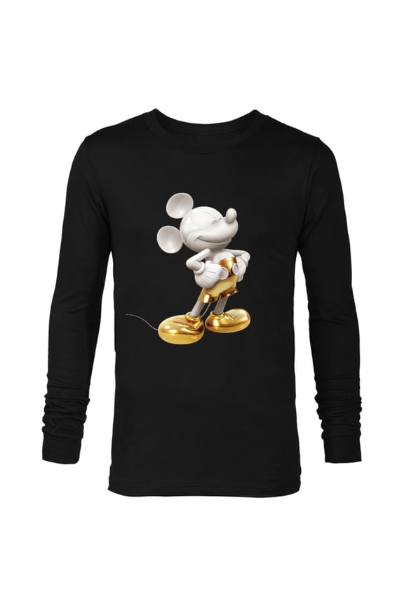 Gold Mickey Mouse Pose - Long Sleeve T-Shirt for Men -Customized-Black