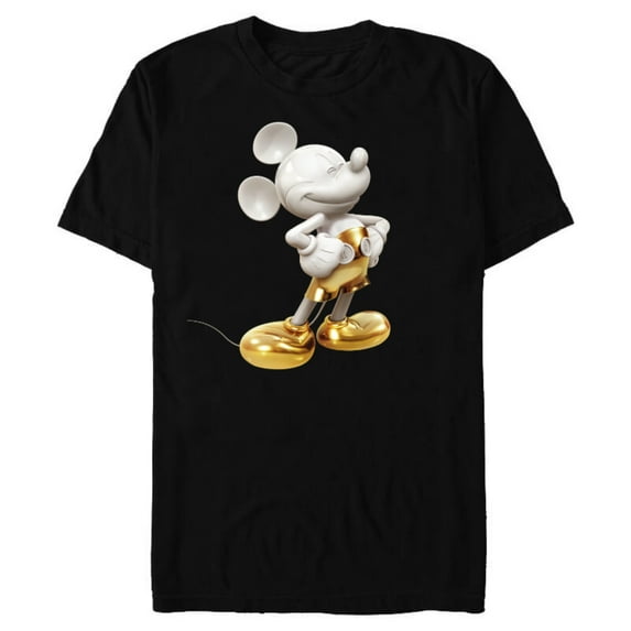 Disney Gold Mickey Mouse Pose - Short Sleeve Blended T-Shirt for Adults -Customized-Black