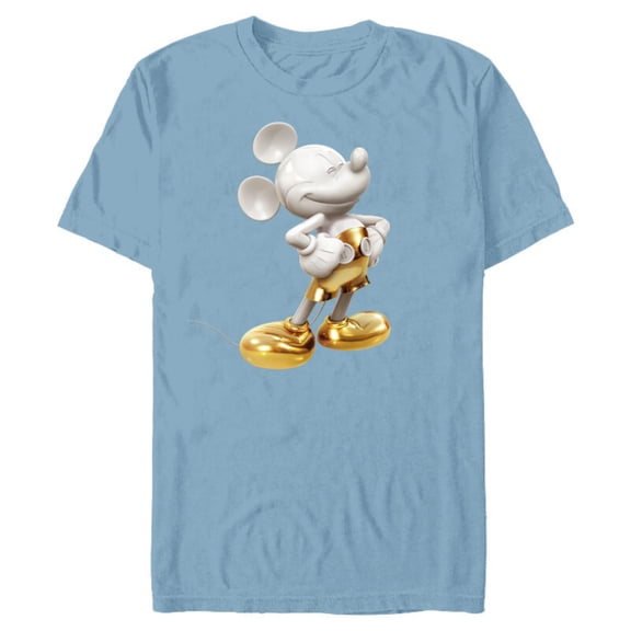 Disney Gold Mickey Mouse Pose - Short Sleeve Blended T-Shirt for Adults -Customized-Ocean Blue
