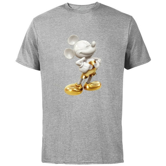 Disney Gold Mickey Mouse Pose - Short Sleeve Cotton T-Shirt for Adults -Customized-Athletic Heather