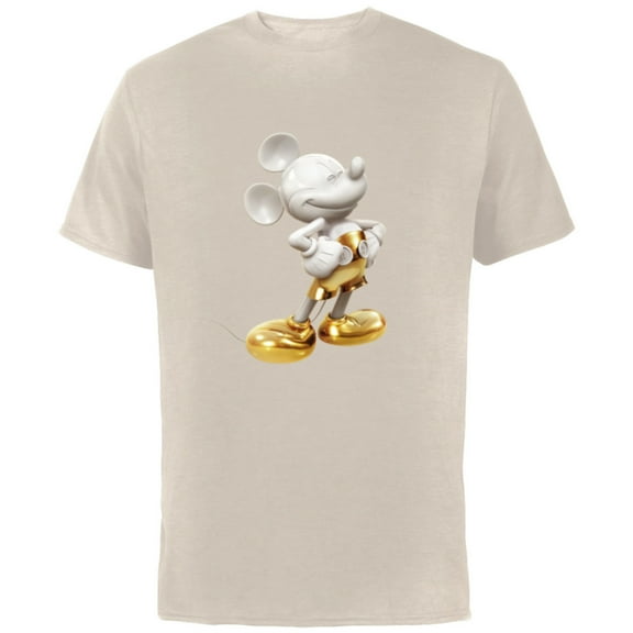 Disney Gold Mickey Mouse Pose - Short Sleeve Cotton T-Shirt for Adults -Customized-Natural