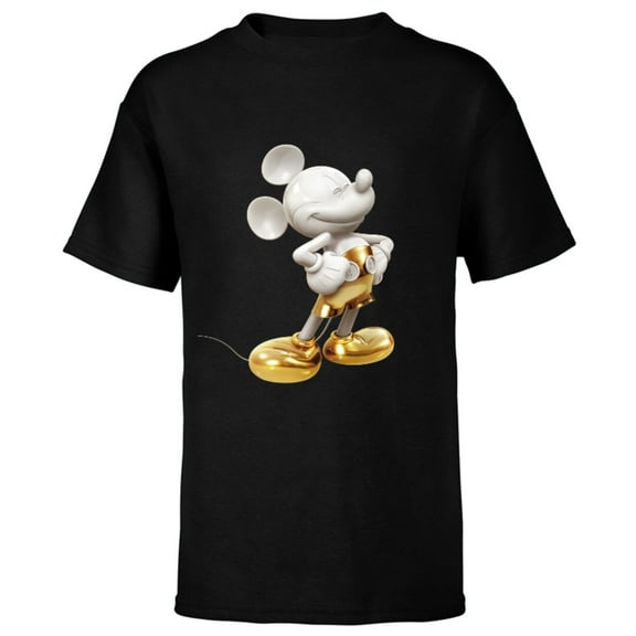 Disney Gold Mickey Mouse Pose - Short Sleeve T-Shirt for Kids -Customized-Black