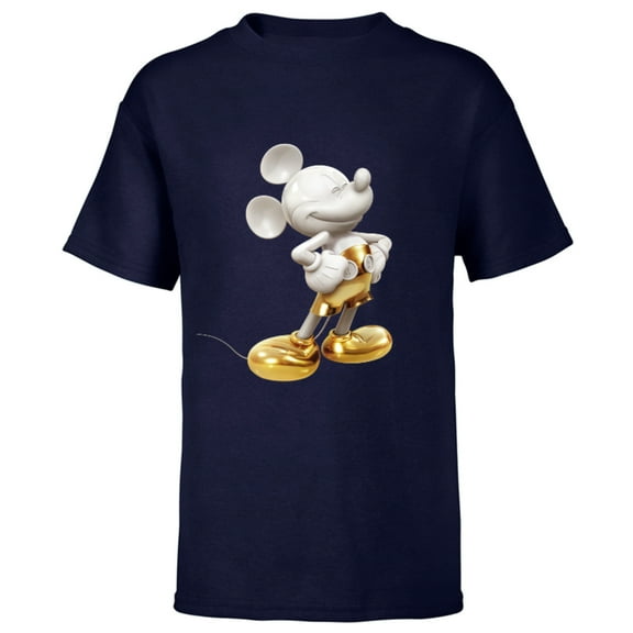 Disney Gold Mickey Mouse Pose - Short Sleeve T-Shirt for Kids -Customized-Navy
