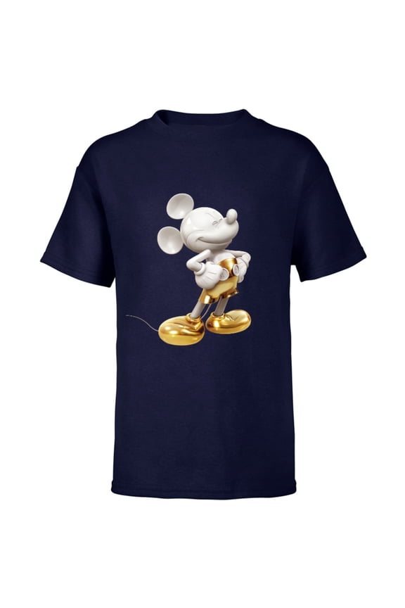 Gold Mickey Mouse Pose - Short Sleeve T-Shirt for Kids -Customized-Navy