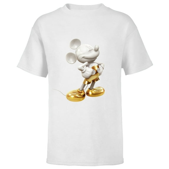 Disney Gold Mickey Mouse Pose - Short Sleeve T-Shirt for Kids -Customized-White