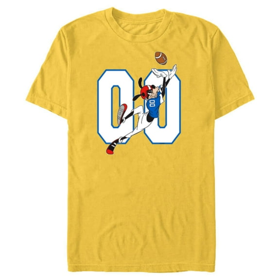 Disney Goofy #00 Football Catch Sports - Short Sleeve Blended T-Shirt for Adults - Customized-Yellow