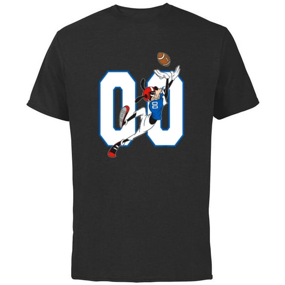Disney Goofy #00 Football Catch Sports - Short Sleeve Cotton T-Shirt for Adults - Customized-Black