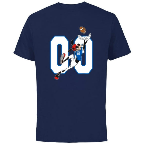 Disney Goofy #00 Football Catch Sports - Short Sleeve Cotton T-Shirt for Adults - Customized-Navy