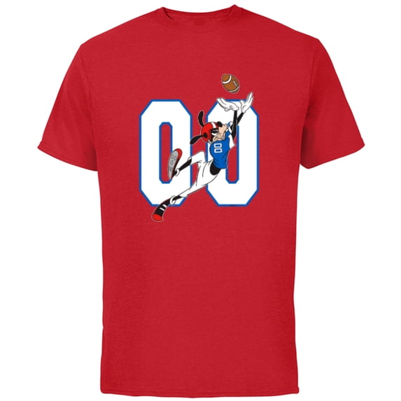 Disney Goofy #00 Football Catch Sports - Short Sleeve Cotton T-Shirt for Adults - Customized-Red