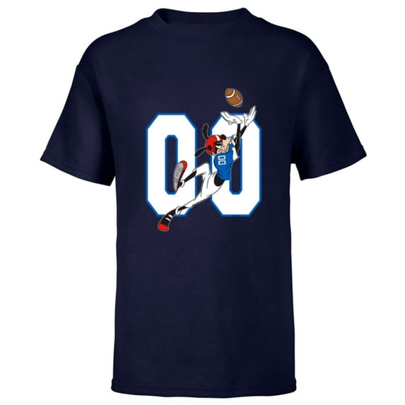Disney Goofy #00 Football Catch Sports - Short Sleeve T-Shirt for Kids - Customized-Navy