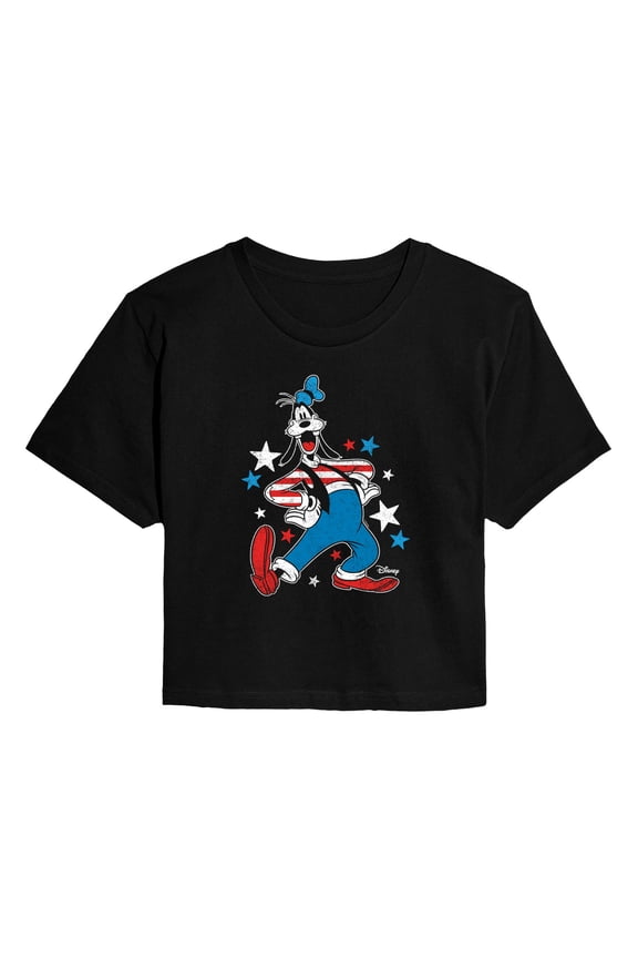 - Goofy Americana - Juniors Cropped Graphic T-Shirt