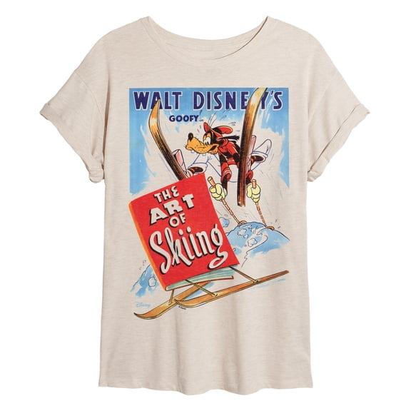 Disney - Goofy Art Of Skiing - Juniors Oversized Graphic T-Shirt