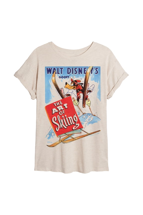 - Goofy Art Of Skiing - Juniors Oversized Graphic T-Shirt