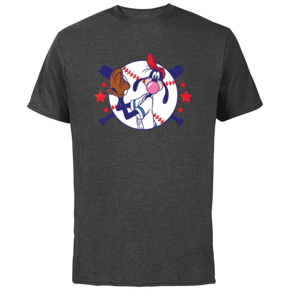 Disney Goofy Baseball Pitcher Bubble Gum Distressed - Short Sleeve Cotton T-Shirt for Adults - Customized-Charcoal