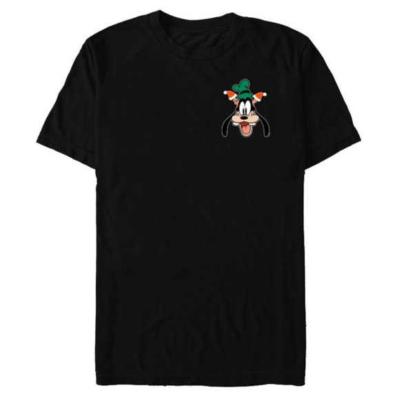 Disney Goofy Christmas Santa Hat Holiday Headband Corner Art - Short Sleeve Blended T-Shirt for Adults - Customized-Black