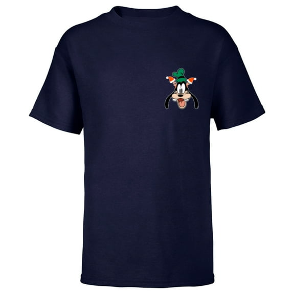 Disney Goofy Christmas Santa Hat Holiday Headband Corner Art - Short Sleeve T-Shirt for Kids - Customized-Navy