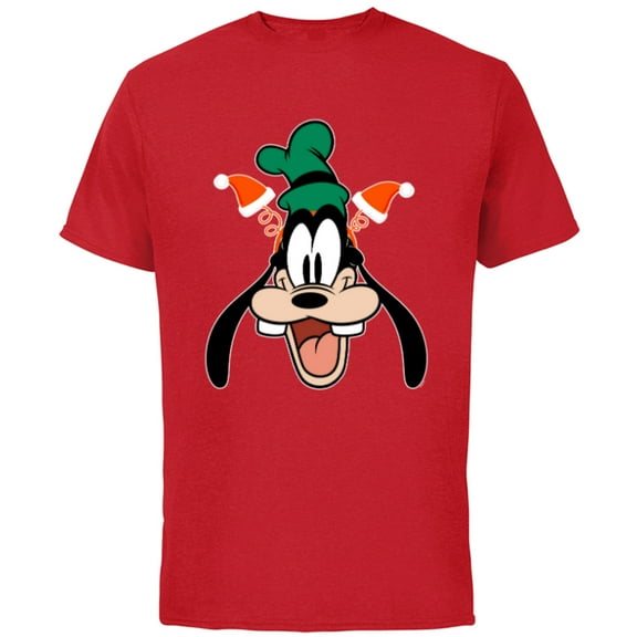 Disney Goofy Christmas Santa Hat Holiday Headband - Short Sleeve Cotton T-Shirt for Adults - Customized-Red