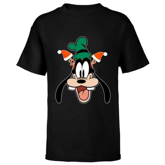 Disney Goofy Christmas Santa Hat Holiday Headband - Short Sleeve T-Shirt for Kids - Customized-Black