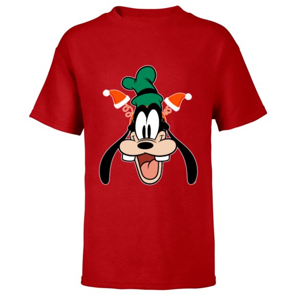 Disney Goofy Christmas Santa Hat Holiday Headband - Short Sleeve T-Shirt for Kids - Customized-Red